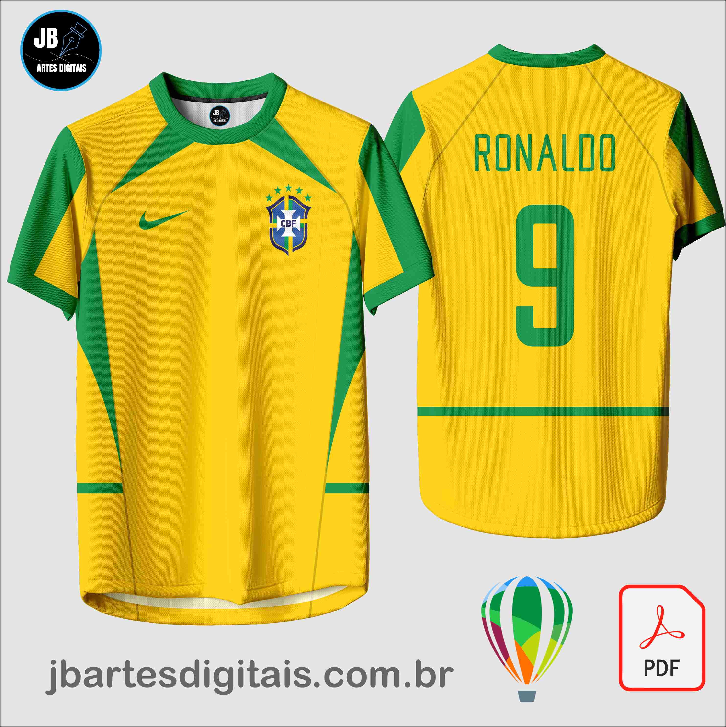 Arte camiseta Sublimação Total (Ronaldo Brasil 2002)