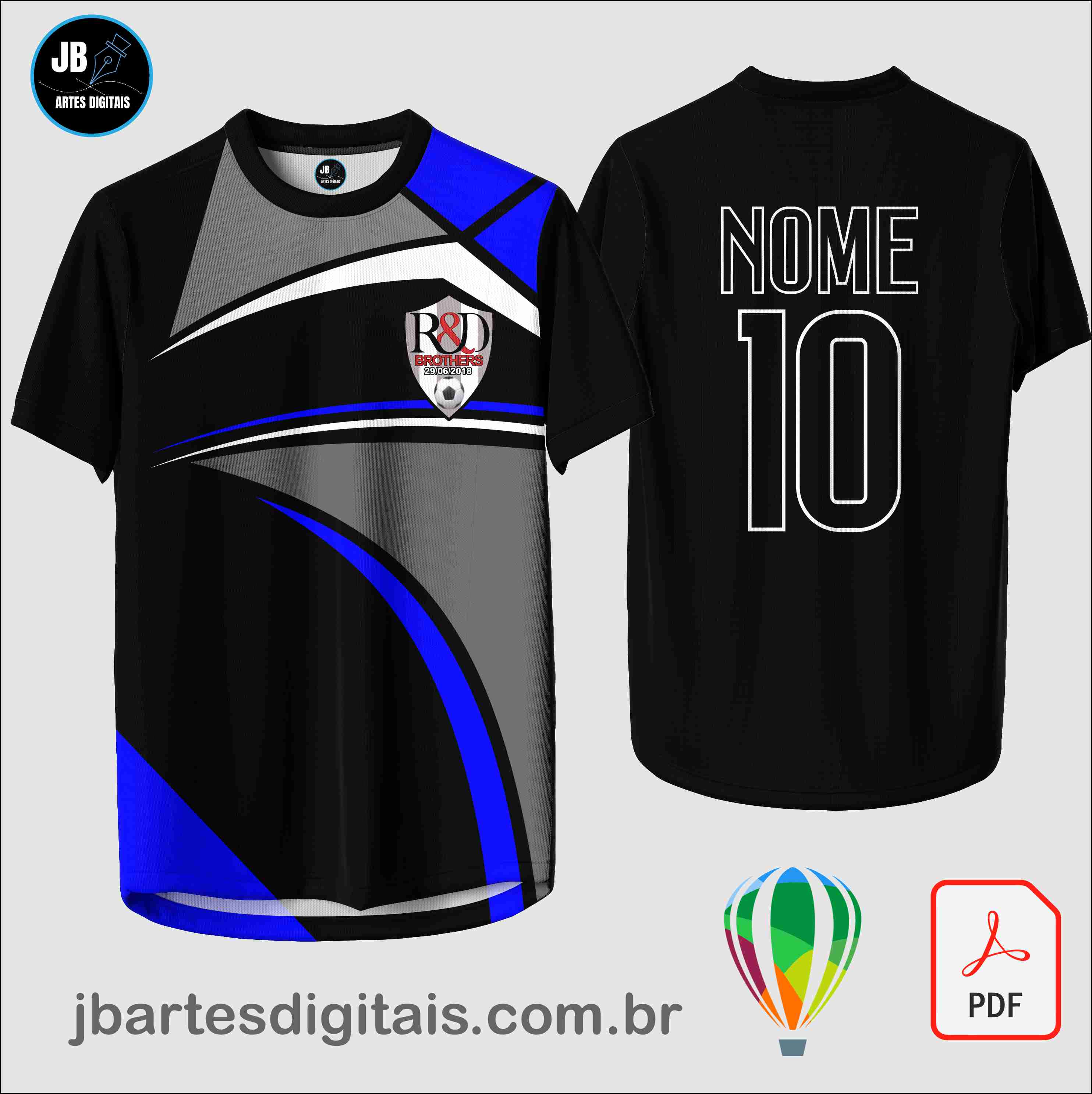 Arte camiseta Sublimação Total (GEOMETRICO AZUL E CINZA)