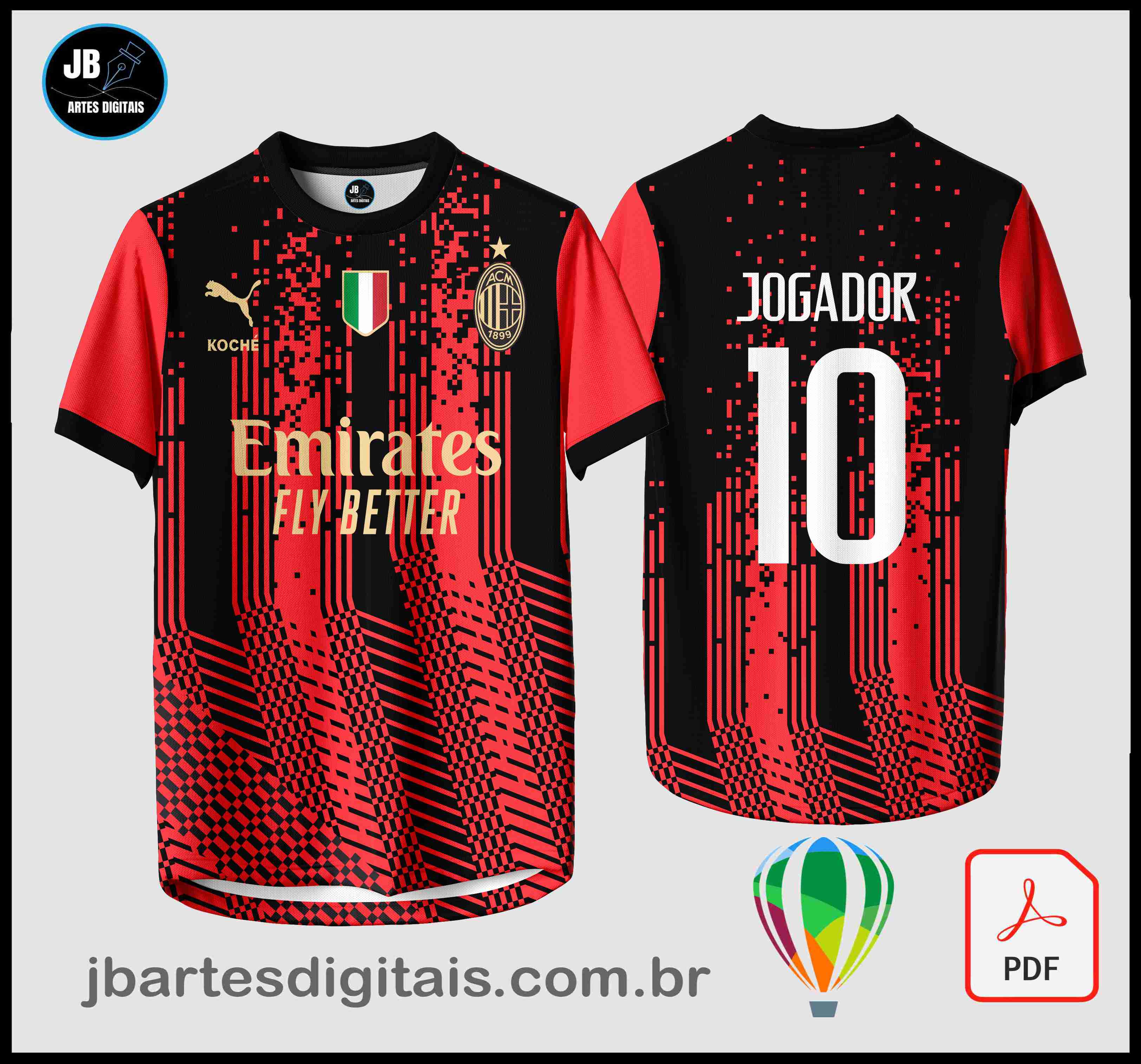 Arte camiseta Sublimação Total (Ac Milan 2022-23 X Koché)