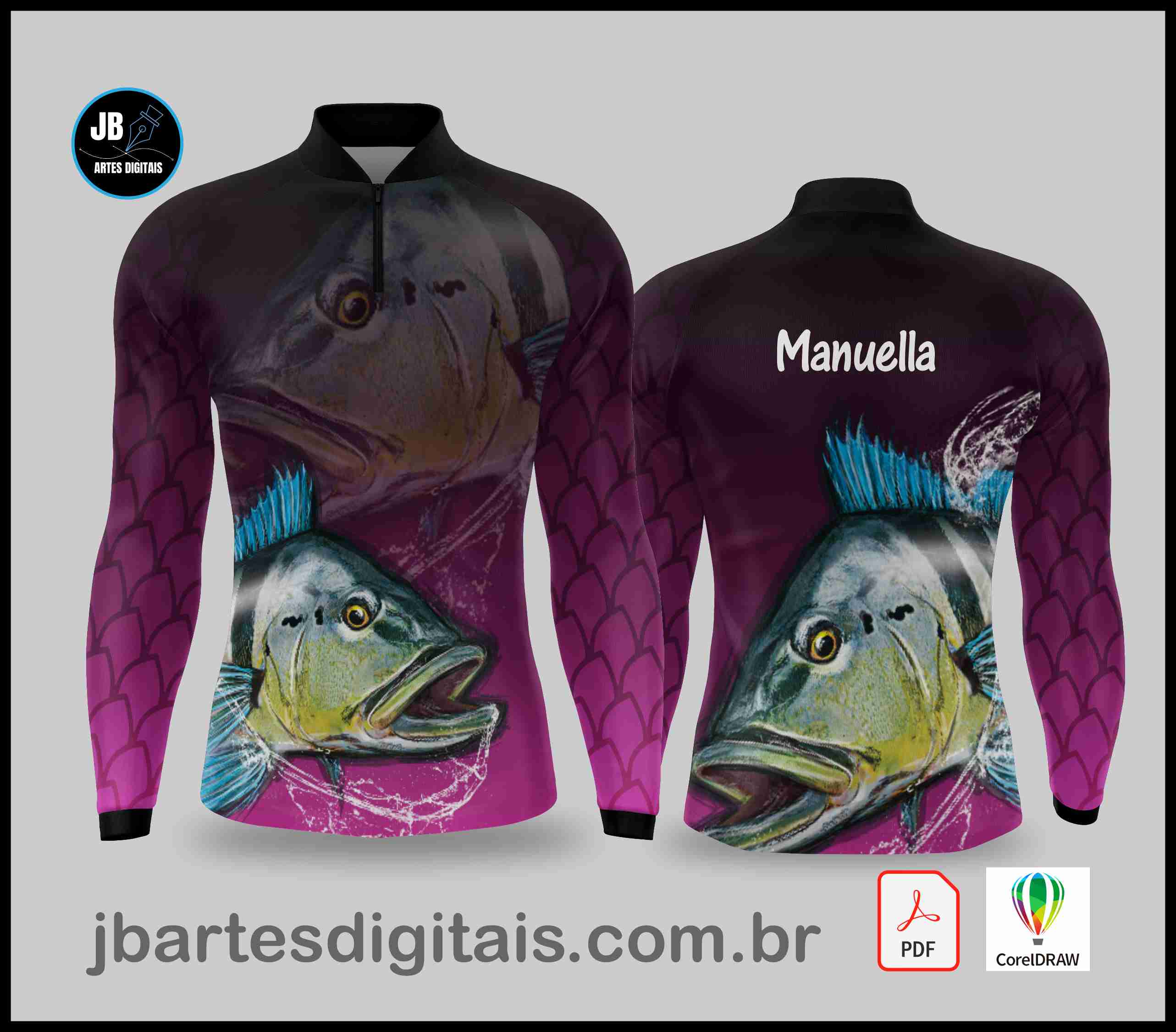 ARTE PESCA ESPORTIVA - DEGRADE ROSA TUCUNARE  (COREL DRAW)