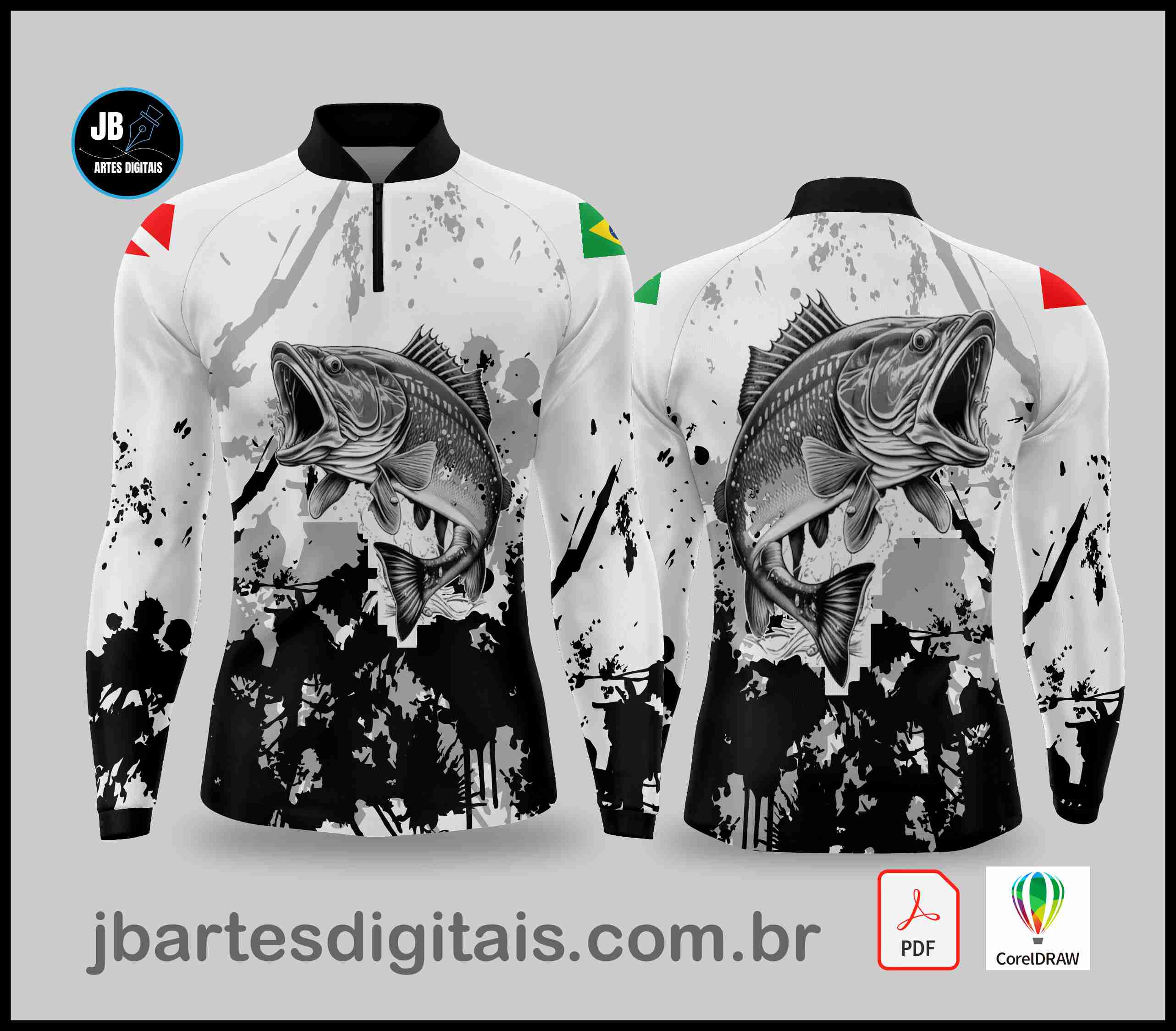 ARTE PESCA ESPORTIVA - PESCARIA-GRUNGE BLACK (COREL DRAW)