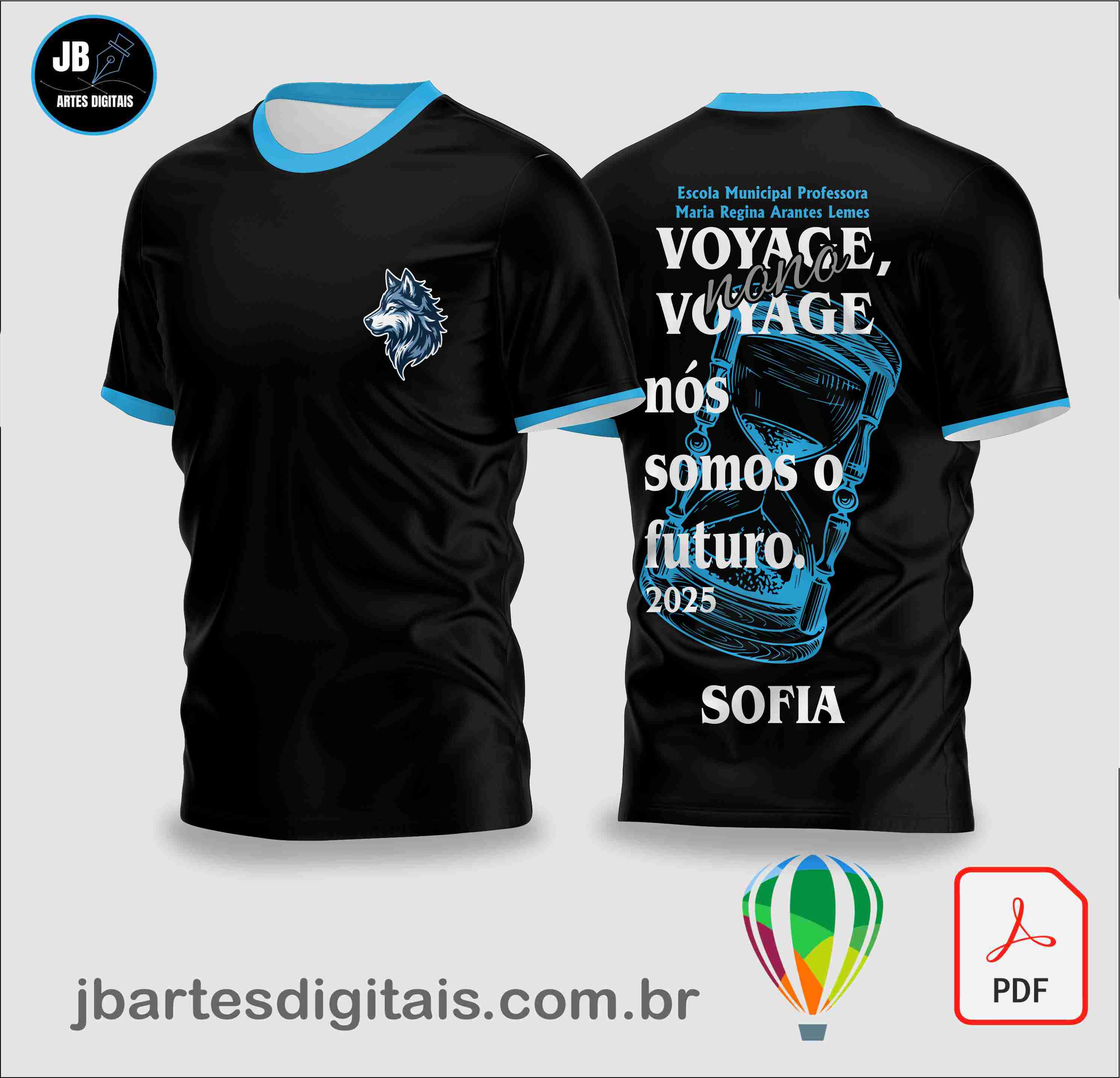 Arte camiseta Nono Ano (LOBO AMPULHETA)