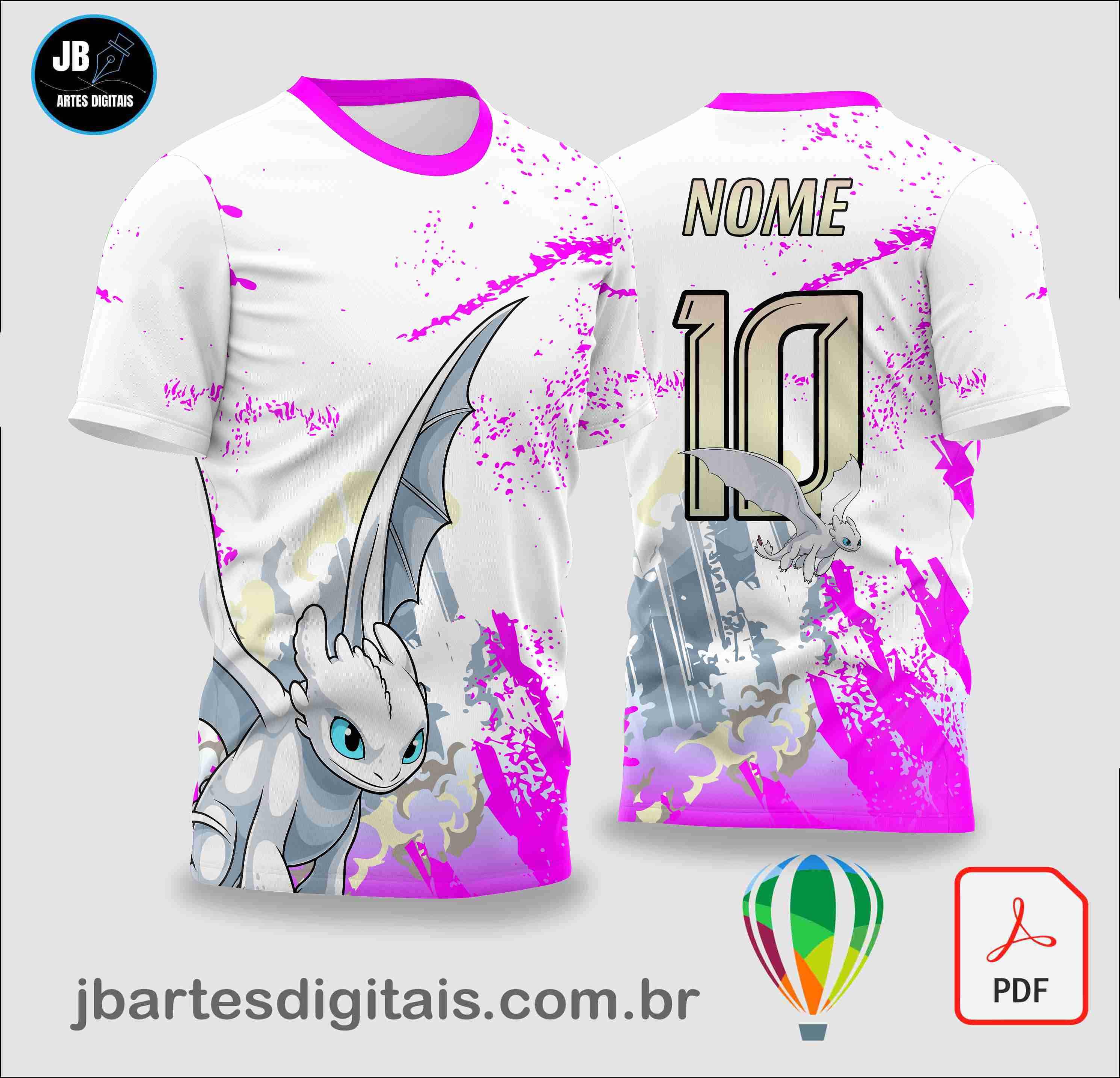 DRAGAO BANGUELA PINK WHITE (COREL DRAW)