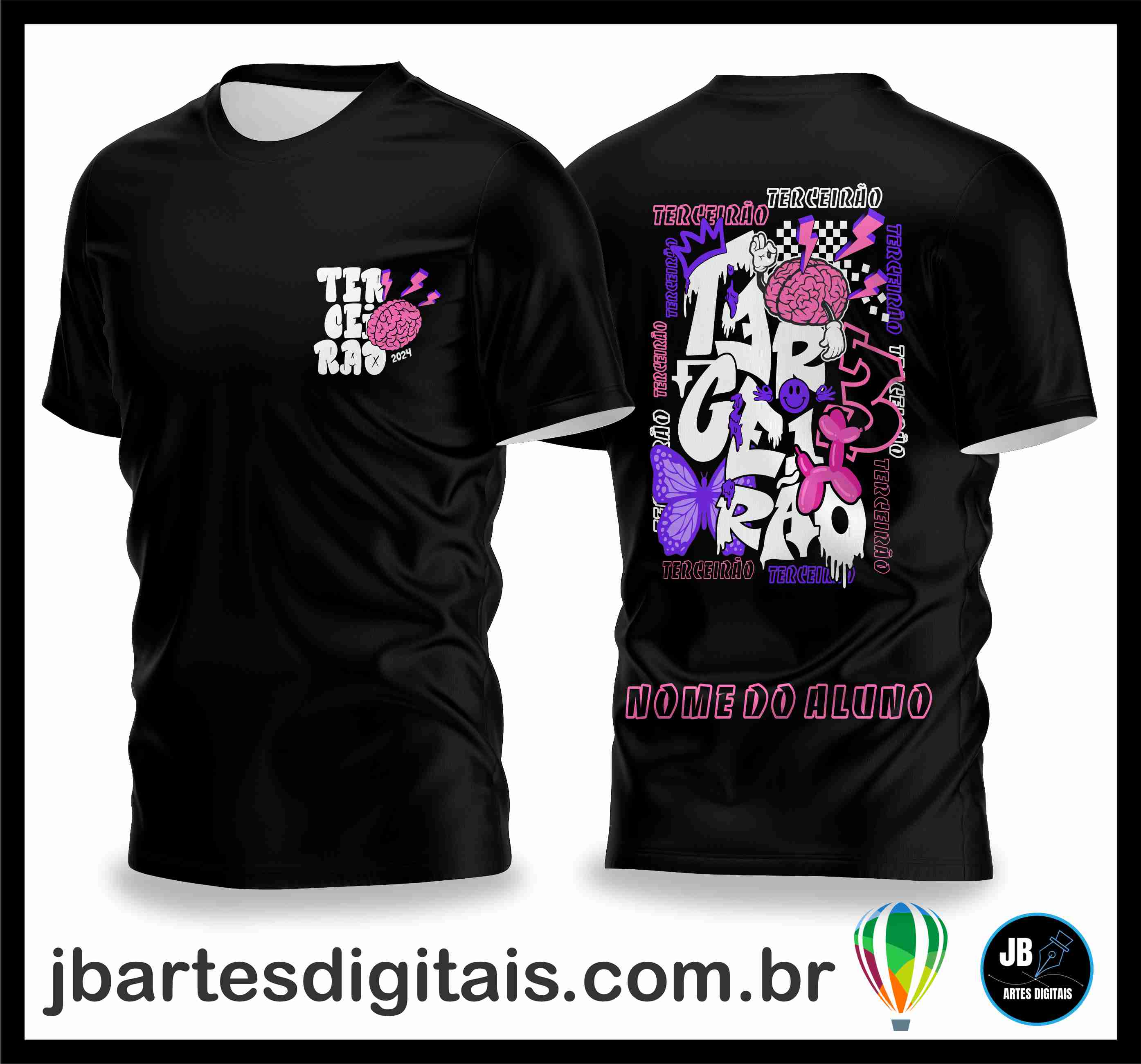 camisa terceirao borboleta e cachorro de balao (COREL DRAW)