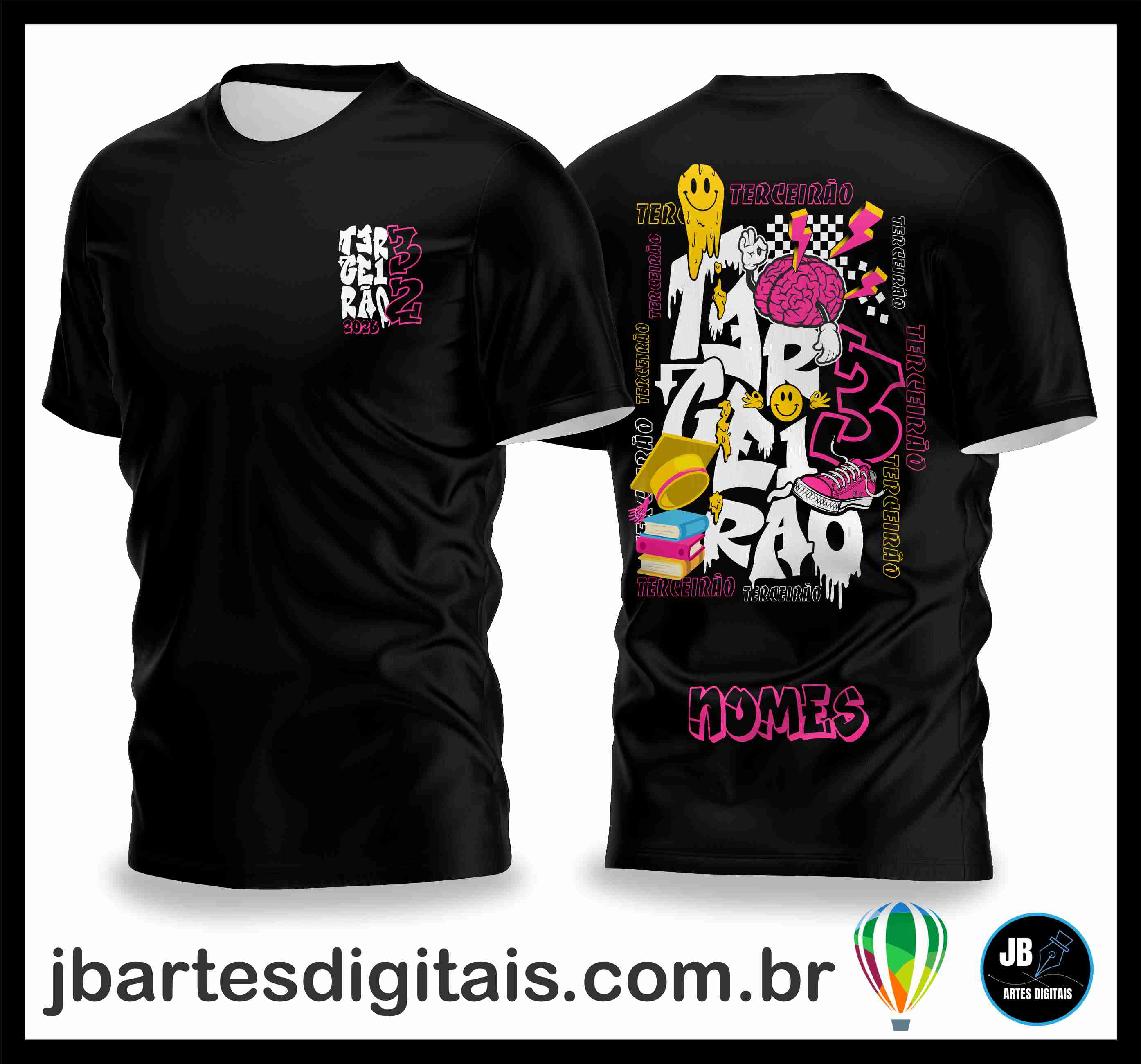 Camisa Terceirao Chapeu e Livros (COREL DRAW)