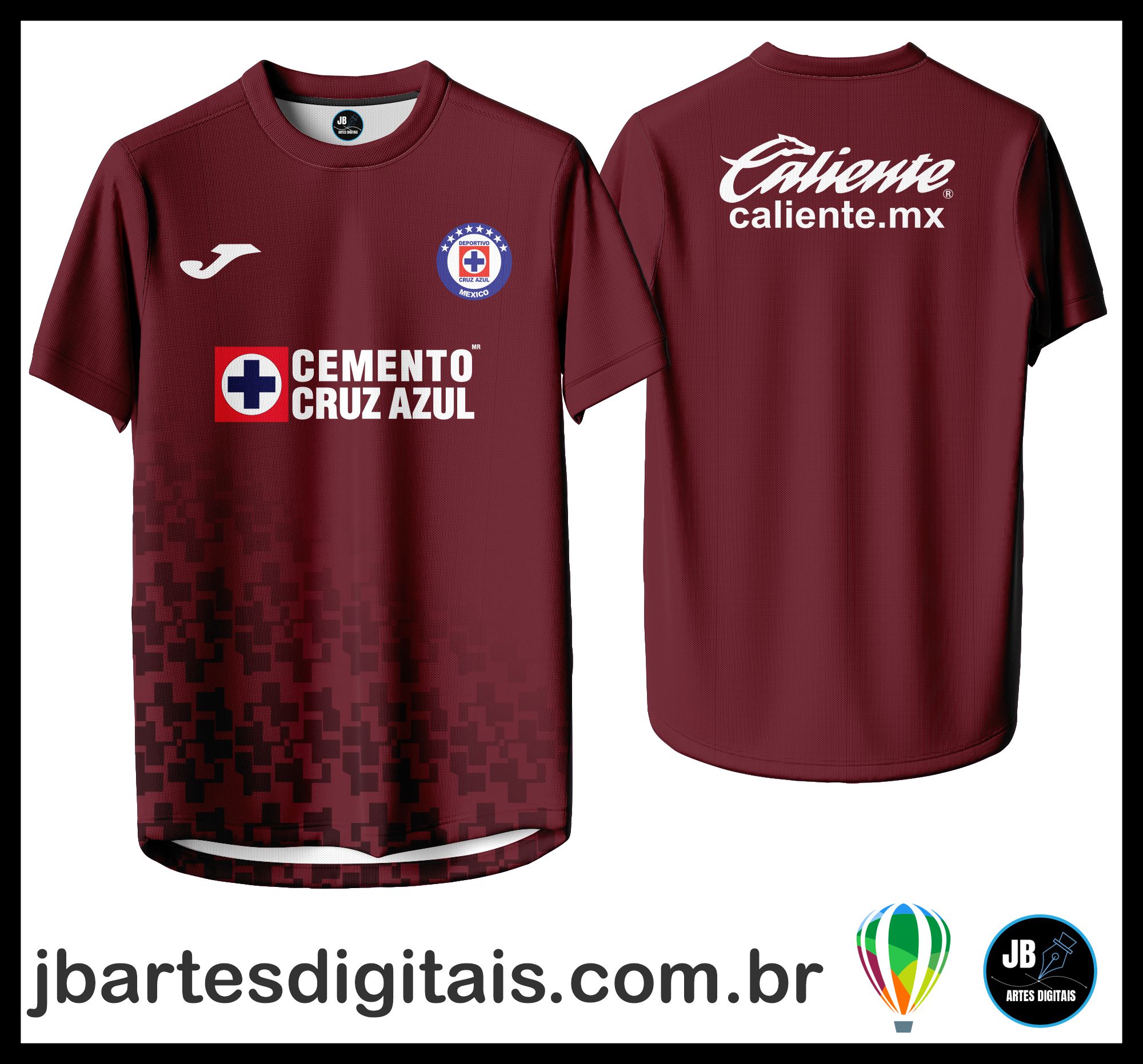 Arte camiseta Futebol Sublimação Total (3ª CAMISETA CRUZ AZUL BURDEOS)